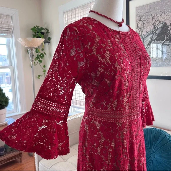 Red Lace Maxi Dress - Picture 2 of 7